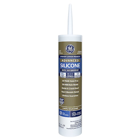 Silicone Sealant, 10 oz, Cartridge, Clear, Silicone Base, Advanced Silicone