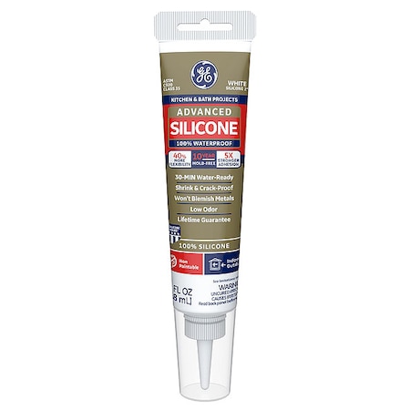 Silicone Sealant, 3 oz, Tube, White, Silicone Base, Advanced Silicone
