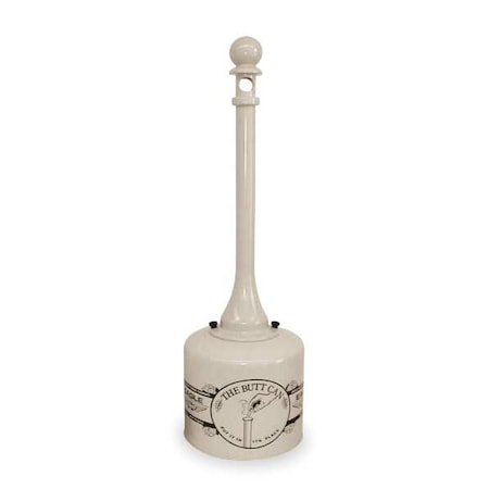 5 gal Cigarette Receptacle, 40 in H x 12 in Dia, Steel, Tan