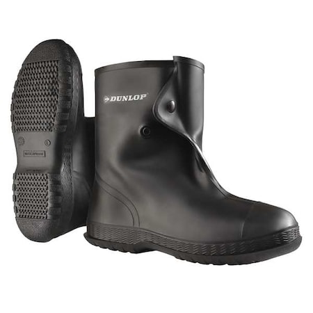 Overboot, MId-Calf, Cleated Sole, Button Tab Closure, PVC Upper, 10 in Boot Height, Black, L,PR