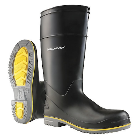 Men's Polyflex Rubber Boot, Steel Toe, 15" Height, Black, 5