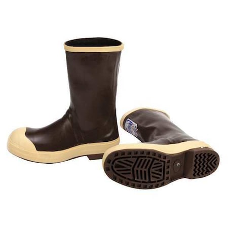Mid-Calf Rubber Boots, Steel-Toe, Neoprene, Chevron Outsole, 12 in H, Copper & Tan, 1 Pair, Size 10