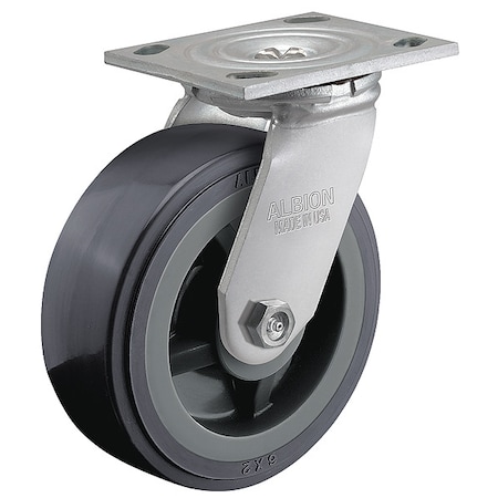 5" X 2" Non-Marking Polyurethane Swivel Caster, No Brake, Loads Up To 1000 lb