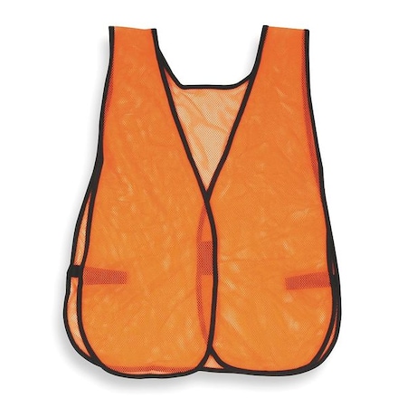 High Visibility Safety Vest, Polyester Mesh, Hook-and-Loop Closure, Orange, XL/2XL