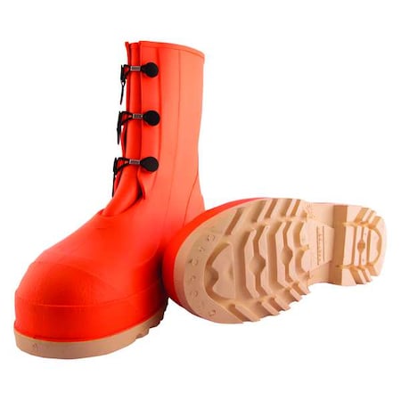 Men's HazProof Mid Rubber Boots, Steel Toe, 11" Height, Orange, 8
