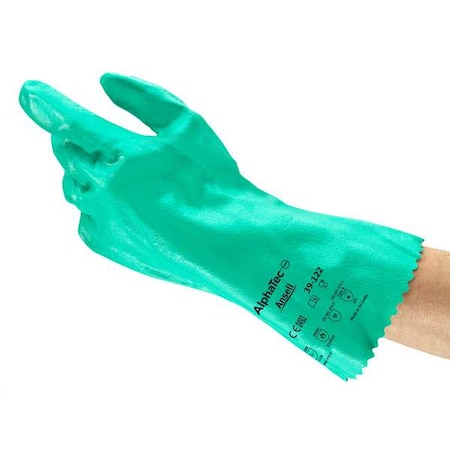 AlphaTec(R) 39-122 Chemical Resistant Gloves, Nitrile, 12 in L, 47 mil, Green, 10, 1 PR