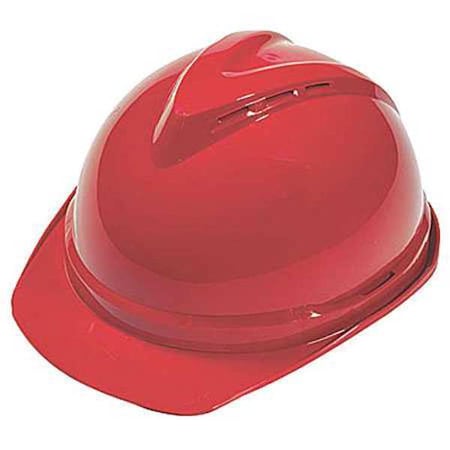 Hard Hat, V-Gard 500, Polyethylene, 6 Point Ratchet, Type 1, Class C, Red