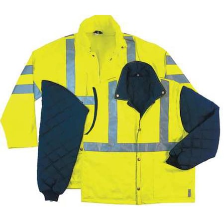 Hooded Jacket, Polyester, Class 3 Type R, Green, 2XL
