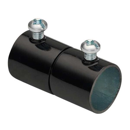 EMT Coupling, 3/4 in, Set Screw, Steel, Painted, Black