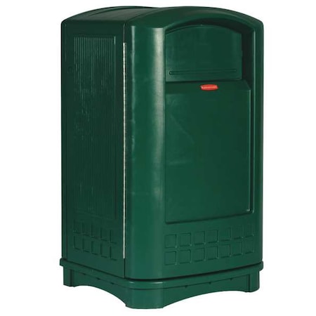 Plaza 50 gal Square Outdoor Can, Dark Green, None, Plastic, 25 1/4 in