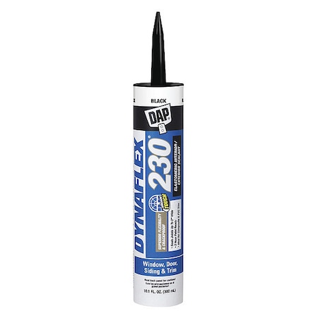 Acrylic Latex Elastomeric Sealant, 10 oz, Cartridge, Black, Elastomeric Latex Base, Dynaflex 230