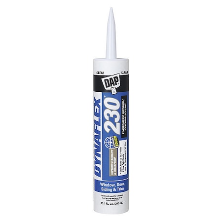 Acrylic Latex Elastomeric Sealant, 10 oz, Cartridge, Clear, Elastomeric Latex Base, Dynaflex 230