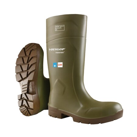 Unisex Tall Rubber Boots, Steel Toe, Green, Men's 13, Women's 15