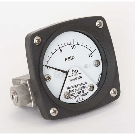 Pressure Gauge,0 to 15 psi