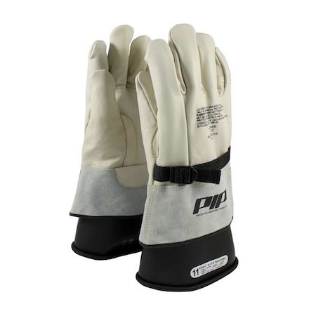 Top Grain Cowhide Protector, Gauntlet Cuff, Straight Thumb, 7, 1 PR