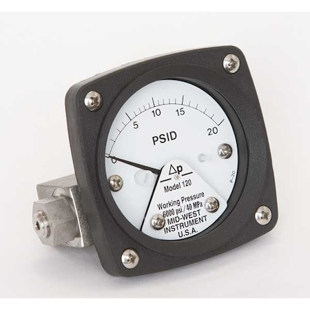 Pressure Gauge,0 to 20 psi