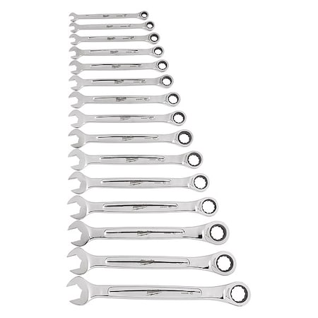 15pc Ratcheting Combination Wrench Set - Metric