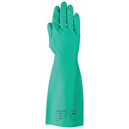 AlphaTec(R) Solvex Chemical Resistant Gloves, Nitrile, 15 in L, 22 mil, Green, 10, 1 PR