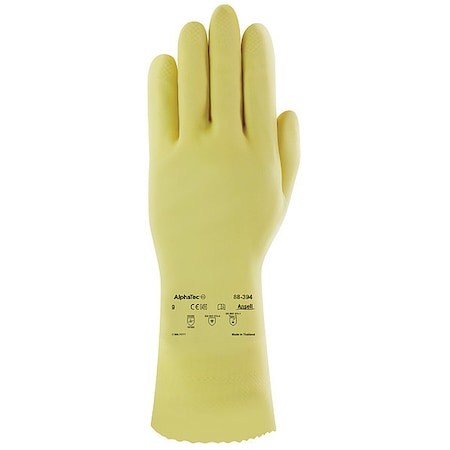 AlphaTec Chemical Resistant Gloves, Natural Rubber Latex, 12 in L, 20 mil, Beige, 8, 1 PR