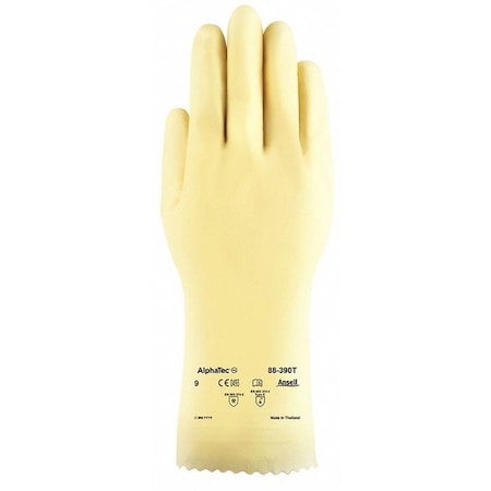 AlphaTec Chemical Resistant Gloves, Natural Rubber Latex, Neoprene, 12 in L, 13 mil, Beige, 10