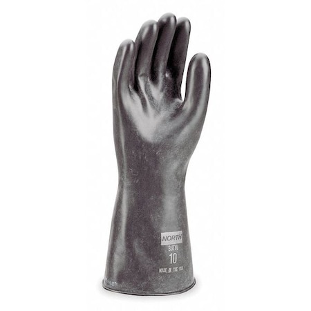 Chemical Resistant Gloves, Butyl, 14 in L, 32 mil, Black, 9, 1 PR