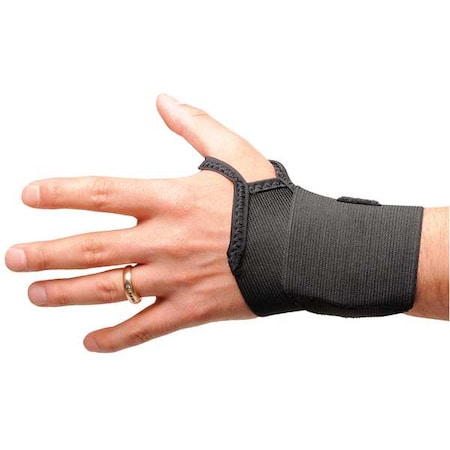 Wrist Wrap, Elastic, Slide On, Single Strap, Ambidextrous, Black, Size L/XL