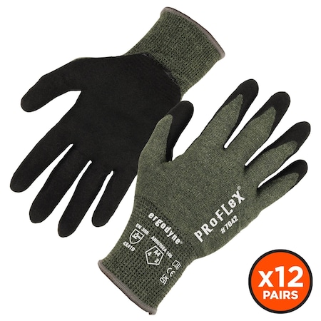 ANSI A4 Nitrile Coated CR Gloves 12-Pair, Green, Size S