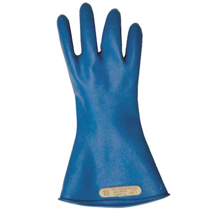 Electrical-Insulating Gloves, 1,000V AC, 1,500V DC, Rubber, 11" Length, Blue, Size 9