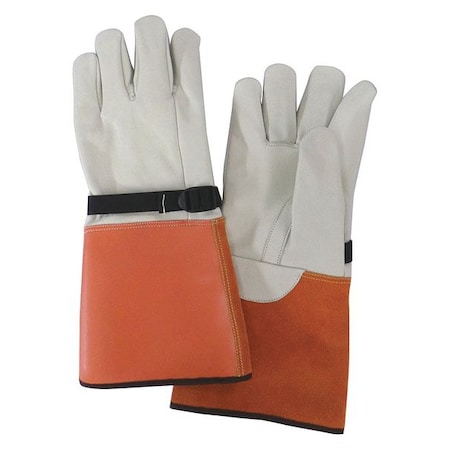 Electrical-Insulating Glove Protectors, Cowhide, 15" Length, Beige/Orange, Size 11