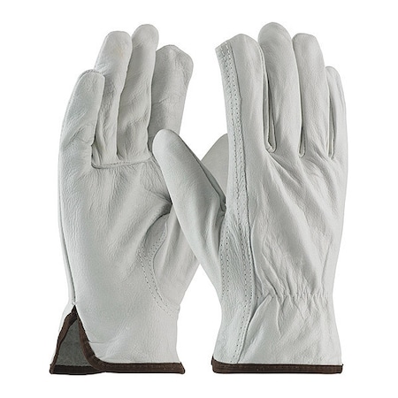 Leather Drivers Gloves, Cowhide, Shirred Slip-On, Keystone Thumb, Gunn Cut, Gray, M 12 PK