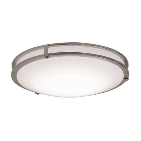 LED Flush Mount, 14 in D, Silver, Steel
