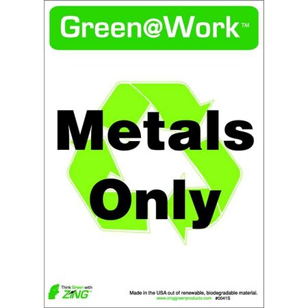 Green at Work, Metals Only, 10 in W x 7 in H, Horizontal Rectangle, Plastic