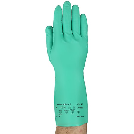 AlphaTec(R) Solvex Chemical Resistant Gloves, Nitrile, 13 in L, 11 mil, Green, 10, 1 PR