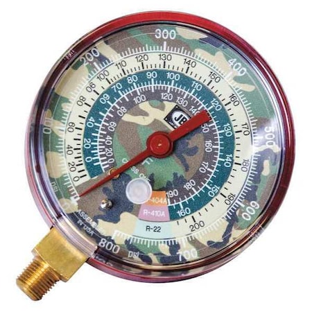 Gauge,3-1/8In Dia,High Side,Camo,800 psi