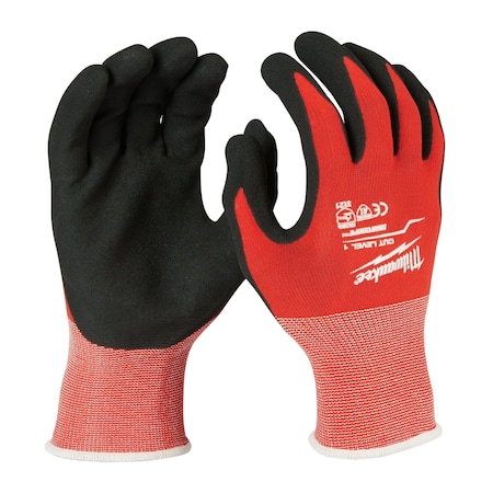 Coated Work Gloves, Nitrile Dipped, Nylon/Lycra Blend, Sandy Coating, Cut Level A1, Touchscreen, L