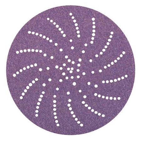 Hook-and-Loop Sanding Disc, 5" Dia, Multi-Hole, Precision Shaped Ceramic, 120+ Grit, Open Coat Type