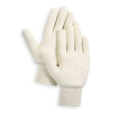 Knit Gloves, Cotton/Polyester, None Uncoated, Knit, White, S, 1 PR