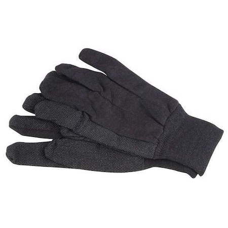 Knit Gloves, Cotton/Polyester, Dotted Palm, Knit, Brown, L, 1 PR