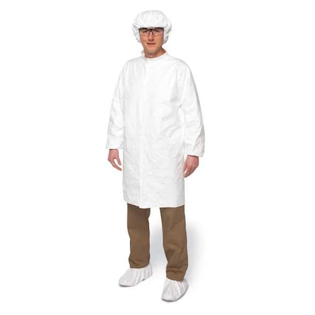 Tyvek IsoClean Disposable Lab Coat, Tyvek(R) IsoClean(R), Snaps Closure, White, M, 30 PK