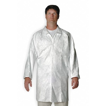 Tyvek IsoClean Disposable Lab Coat, Tyvek(R) IsoClean(R), Snaps Closure, White, XL, 30 PK