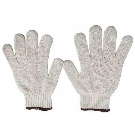 Knit Gloves, Cotton/Polyester, None Uncoated, Knit, Beige, S, 1 PR
