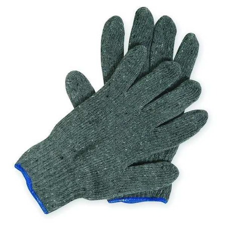 Knit Gloves, Cotton/Polyester, None Uncoated, Knit, Gray, XL, 12 PK