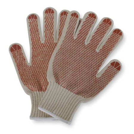 Knit Gloves, Cotton/Polyester, Dotted Full, Knit, Beige/Red, S, 1 PR