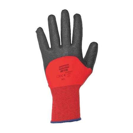 Coated Gloves, PVC, Sandy, 3/4 Dip, 4 Abrasion Level, Red, L 1 PR