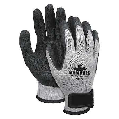 Coated Gloves, Latex, Textured, Palm, Not Tested Abrasion Level, Gray, M (8) 1 PR