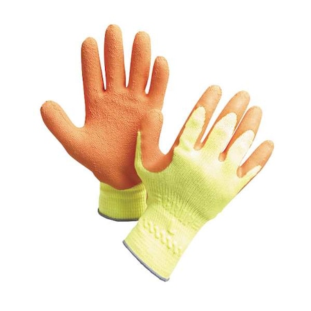 Coated Gloves, Natural Rubber Latex, Crinkled, Palm, 4 Abrasion Level, Gray, S (7) 1 PR