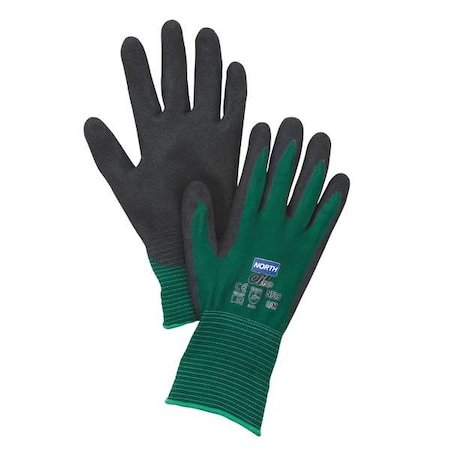 Coated Gloves, Nitrile, Microfinish(TM), 3/4 Dip, Not Rated Abrasion Level, Black/Green, M 1 PR