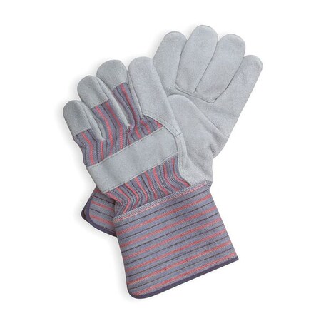 Leather Gloves, Cowhide, Gauntlet Cuff, Wing Thumb, Full Finger, Gray, S, 1 PR