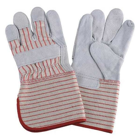 Leather Gloves, Cowhide, Gauntlet Cuff, Wing Thumb, Full Finger, Gray, XL, 1 PR
