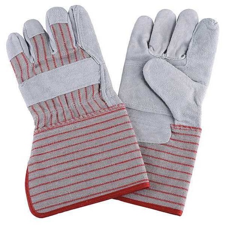 Leather Gloves, Cowhide, Gauntlet Cuff, Wing Thumb, Full Finger, Gray, XL, 1 PR